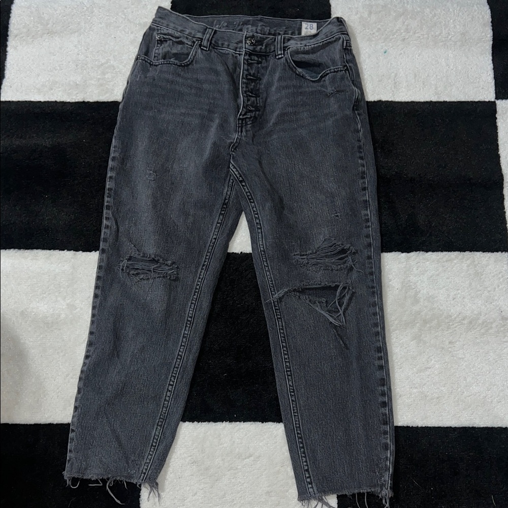 Free people Distressed Black Denim Jeans